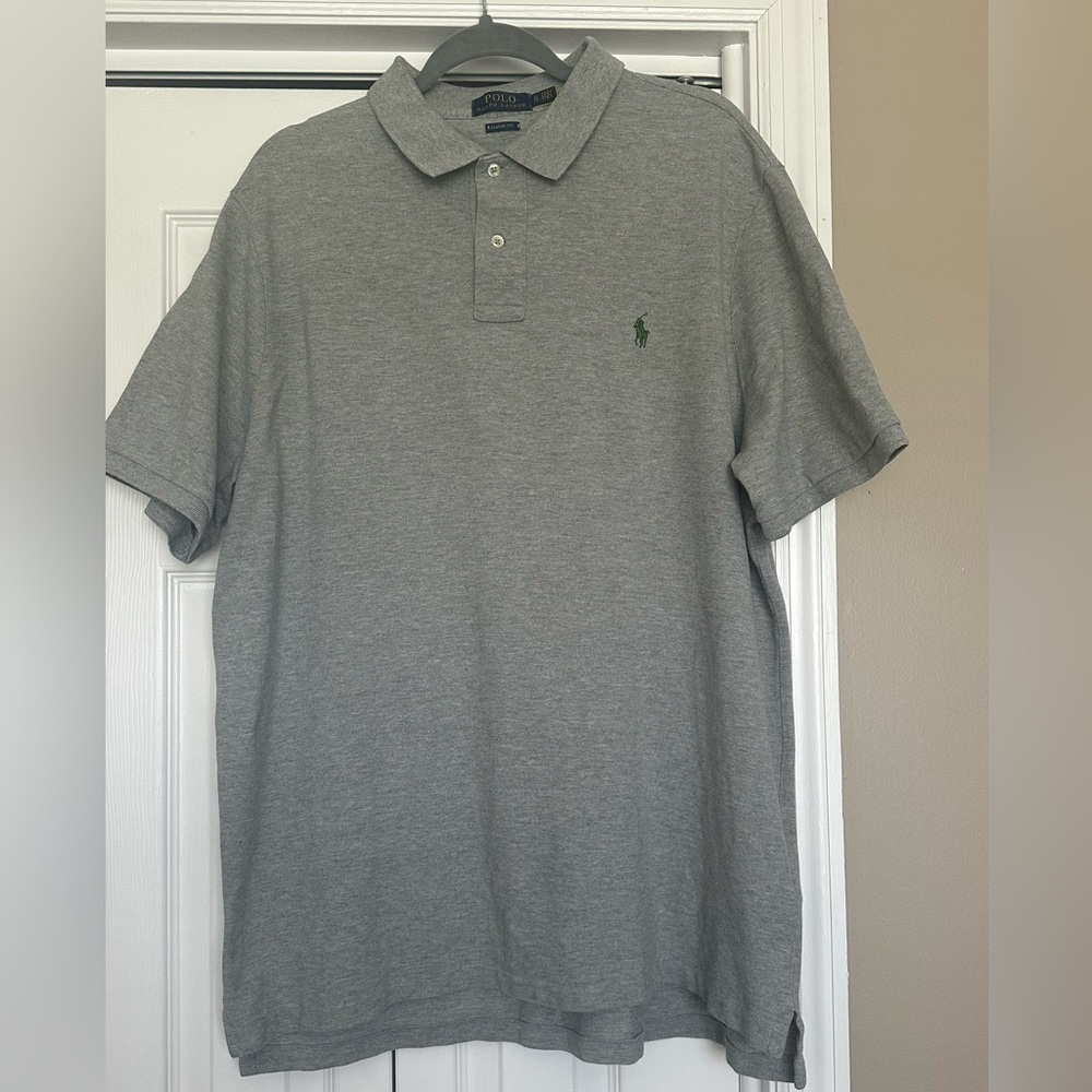 Polo Ralph Lauren‎ Iconic Mesh Polo Shirt Mens XL TG, 100% Cotton, Gray - Picture 2 of 9